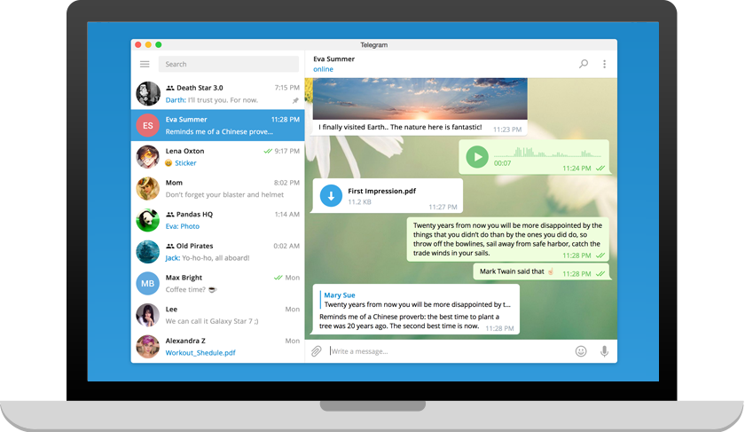 Telegram uygulama önizlemesi